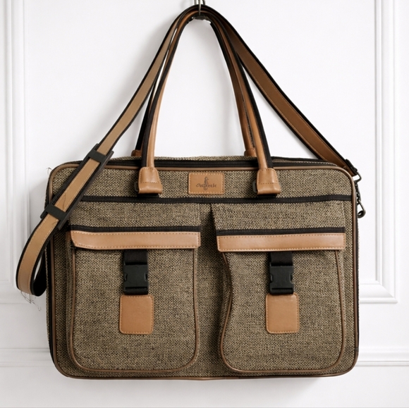 Atlantic Other - VINTAGE ATLANTIC TWEED Tweed / Leather Briefcase Bag Laptop Case Men's Messenger